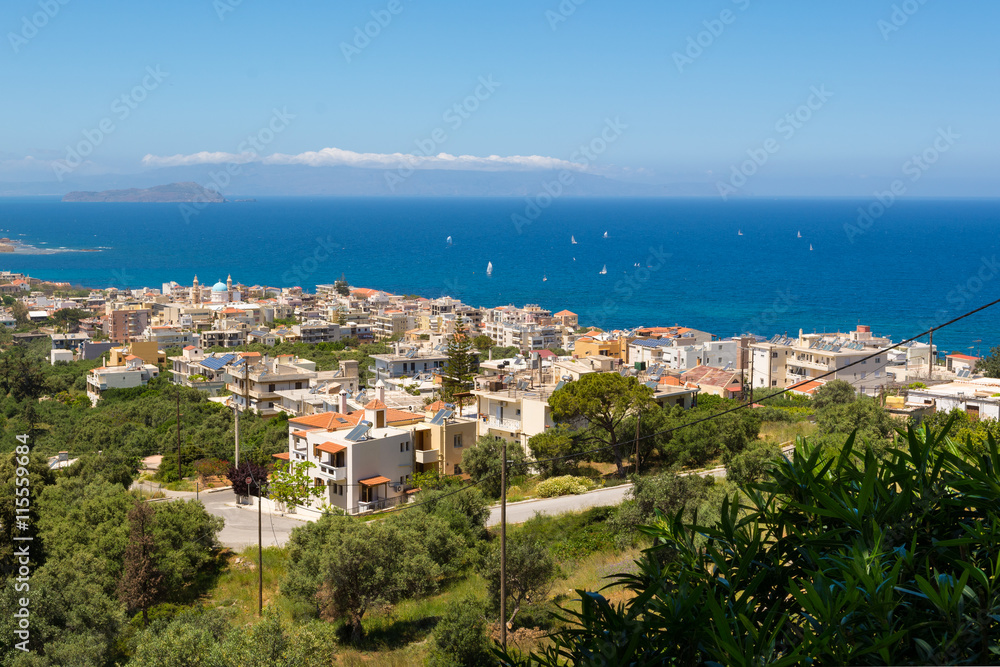A beautiful view of Chania city from above, Crete island, Greece