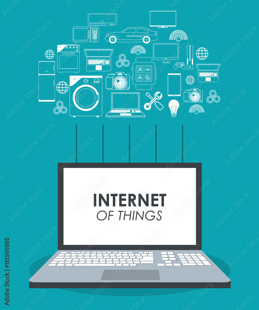 Internet of things concept represented by laptop icon. blue background and flat illustration. Internet of things concept represented by laptop icon. blue background and flat illustration.