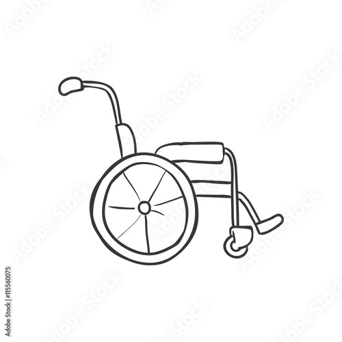 Medical and Health care concept represented by wheelchair icon. Isolated and sketch illustration 