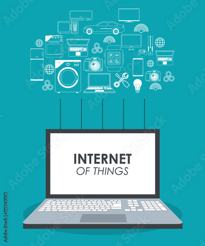 Wallpaper Mural Internet of things concept represented by laptop icon. blue background and flat illustration. Torontodigital.ca