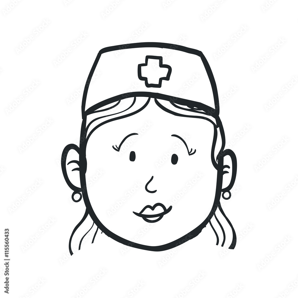 Medical and Health care concept represented by nurse icon. Isolated and sketch illustration Medical and Health care concept represented by nurse icon. Isolated and sketch illustration