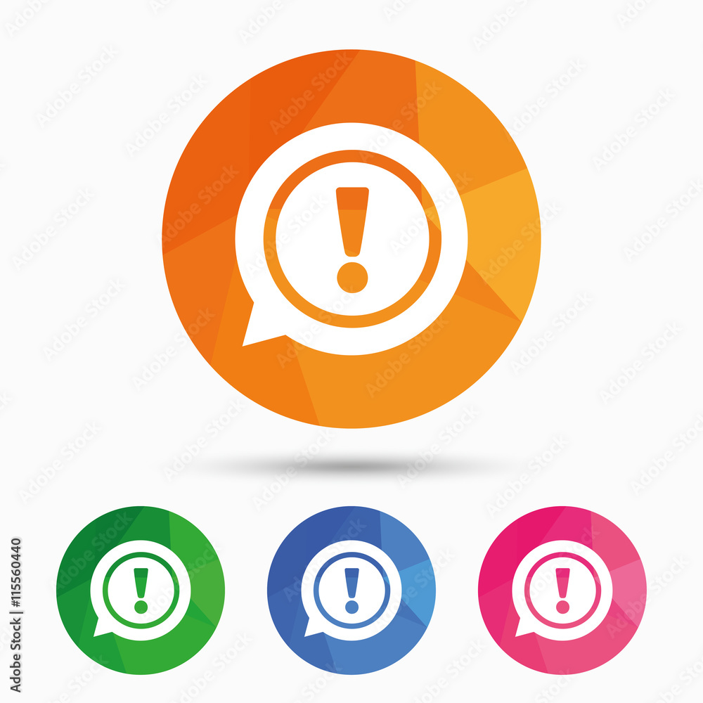 Exclamation mark sign icon. Attention symbol. Exclamation mark sign icon. Attention symbol.