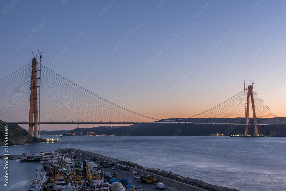 Fototapeta premium third bridge or yavuz sultan selim bridge under construction
