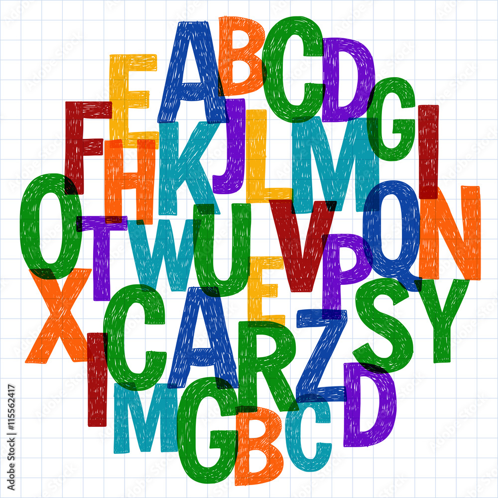 Pattern with hand drawn vector letters