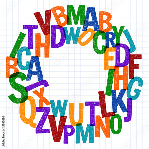 Pattern with hand drawn vector letters