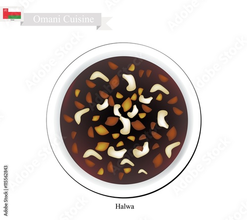 Halwa or Omani Corn Starch Jelly with Saffron and Nuts