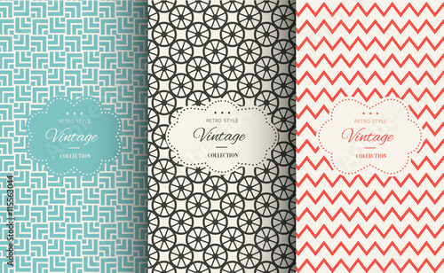 Elegant vintage seamless pattern set.