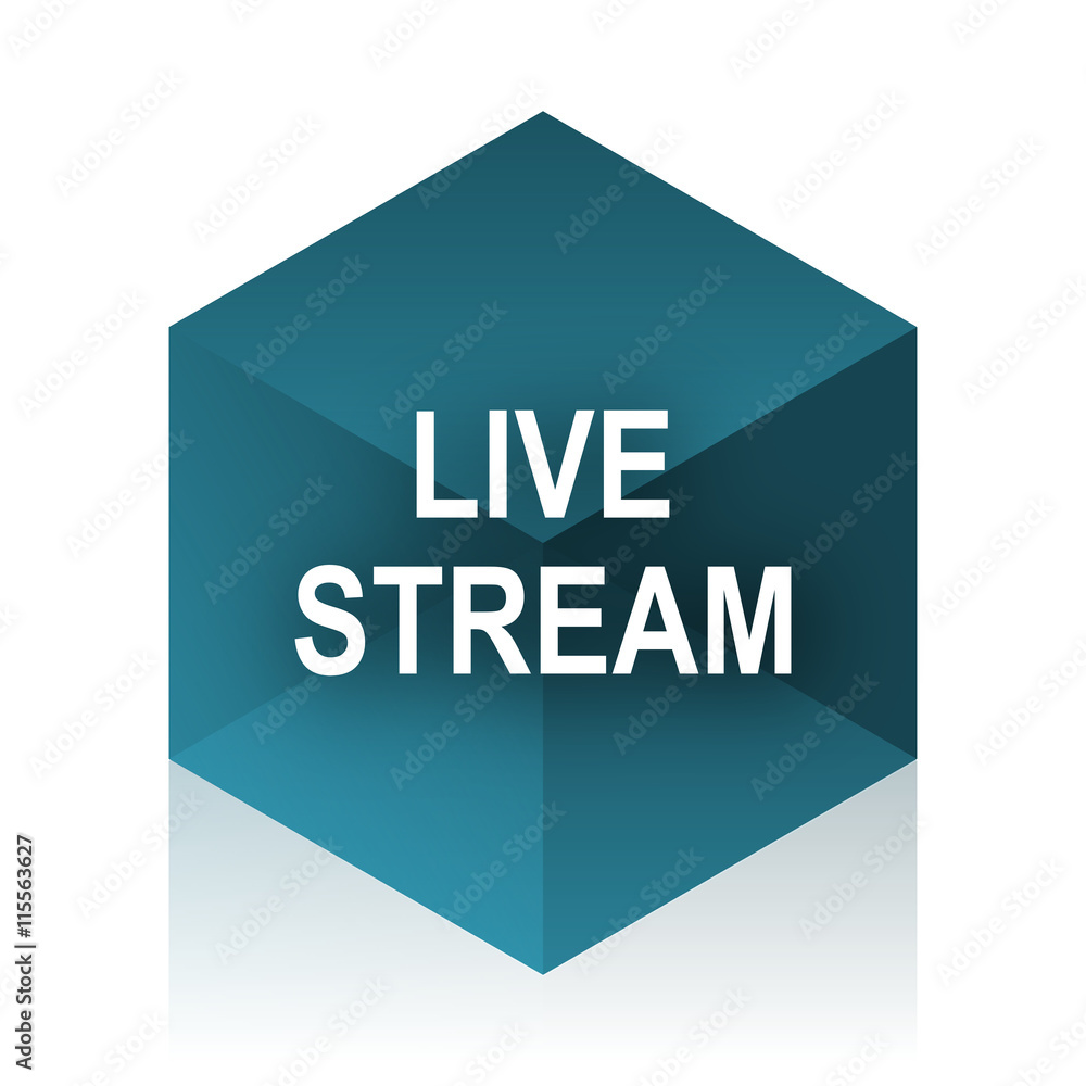 live stream blue cube icon, modern design web element live stream blue cube icon, modern design web element