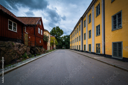 Colorful buildings at Nytorget, in Sodermalm, Stockholm, Sweden.