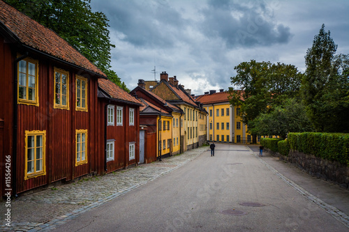 Colorful buildings at Nytorget, in Sodermalm, Stockholm, Sweden. © jonbilous