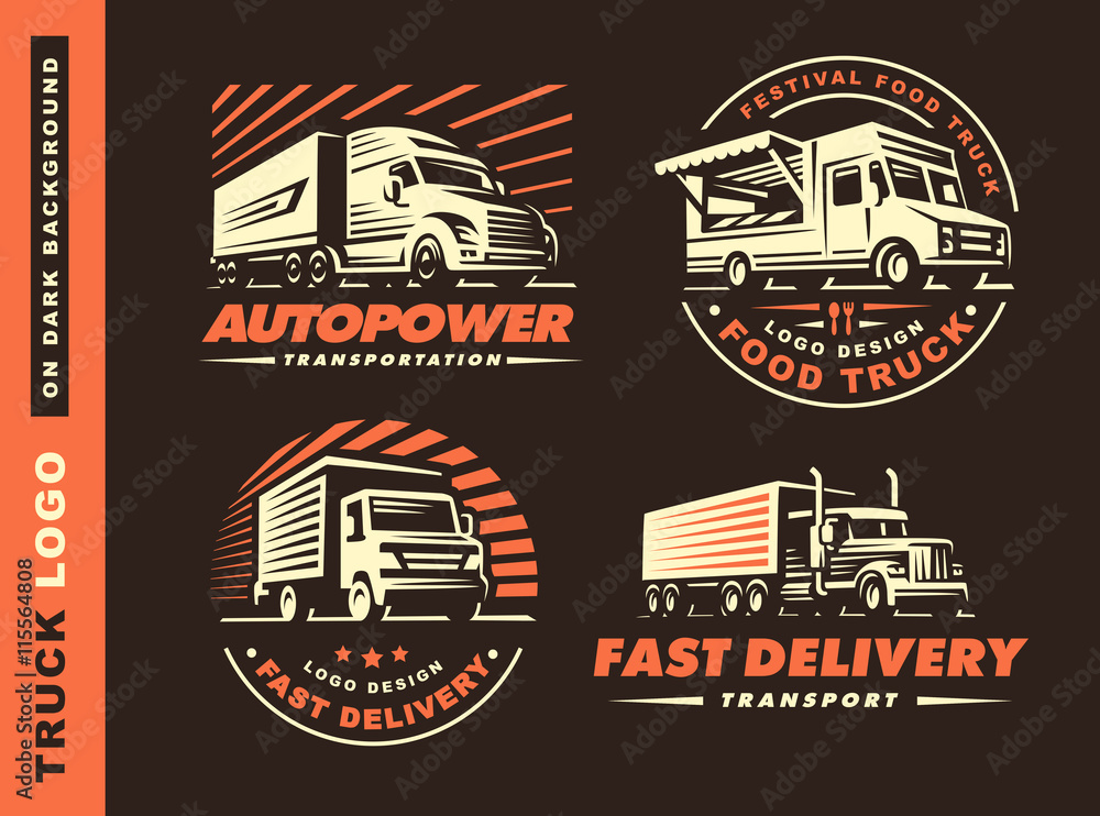 Obraz premium Set of four logo with truck and trailer