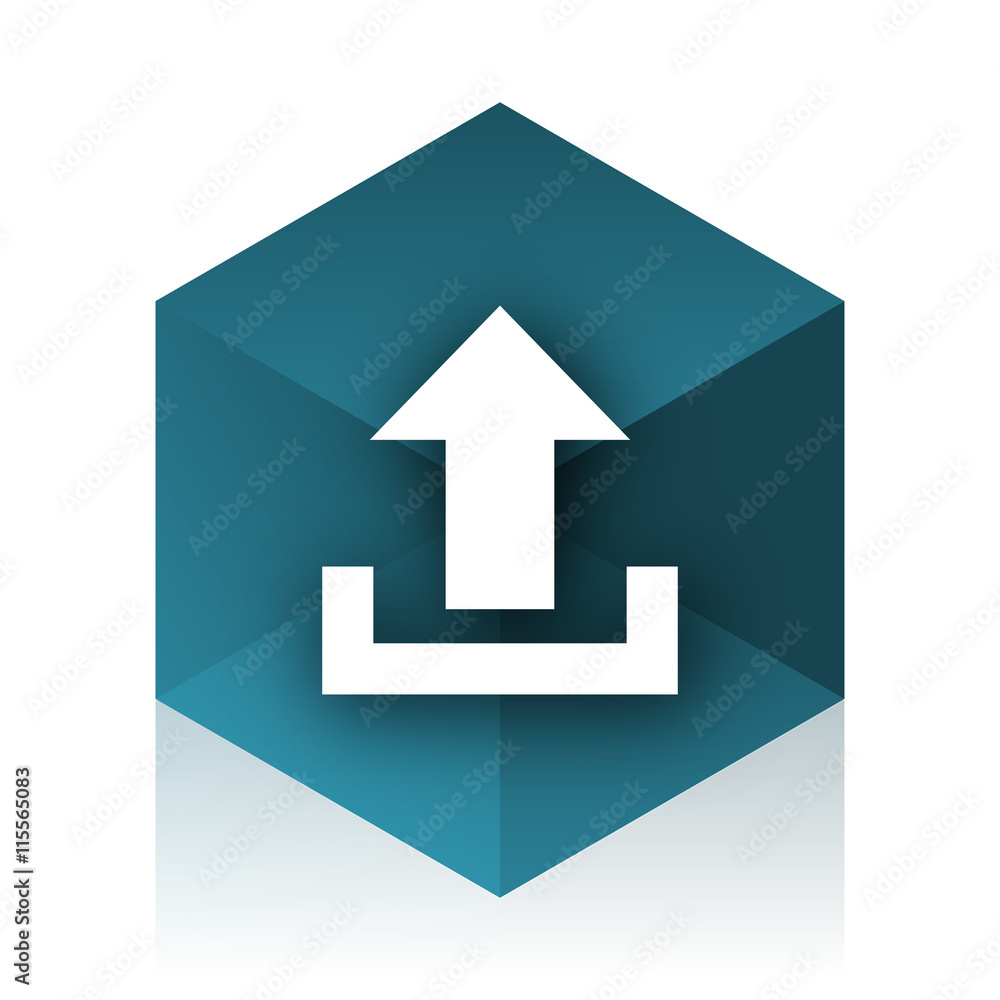 upload blue cube icon, modern design web element upload blue cube icon, modern design web element