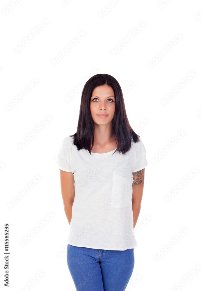 Young cool brunette woman in a studio shooting Young cool brunette woman in a studio shooting