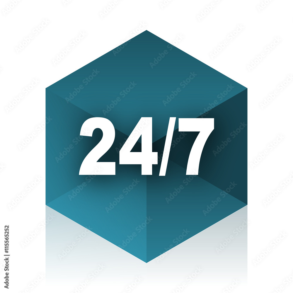 24/7 blue cube icon, modern design web element 24/7 blue cube icon, modern design web element