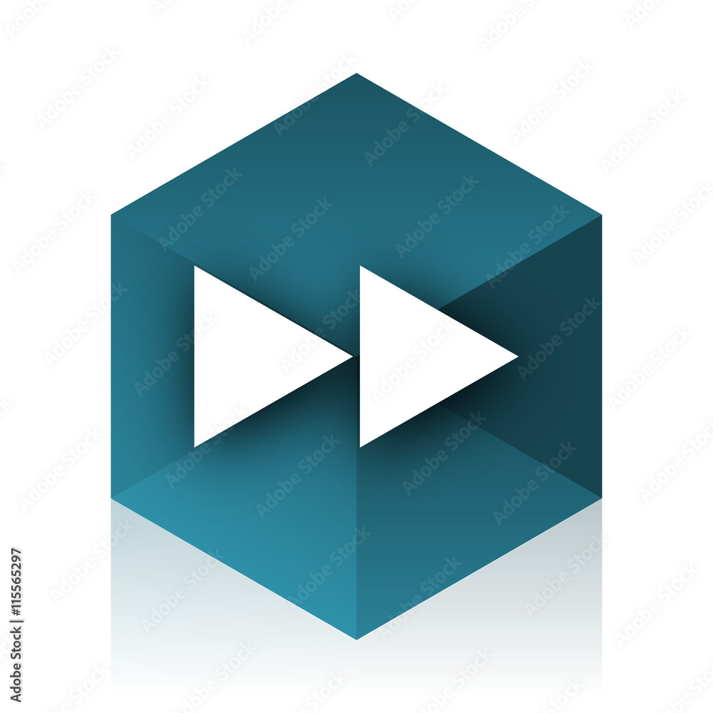 rewind blue cube icon, modern design web element rewind blue cube icon, modern design web element