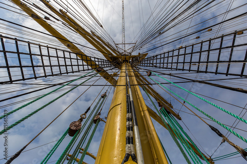 Upwards view of a ship mast