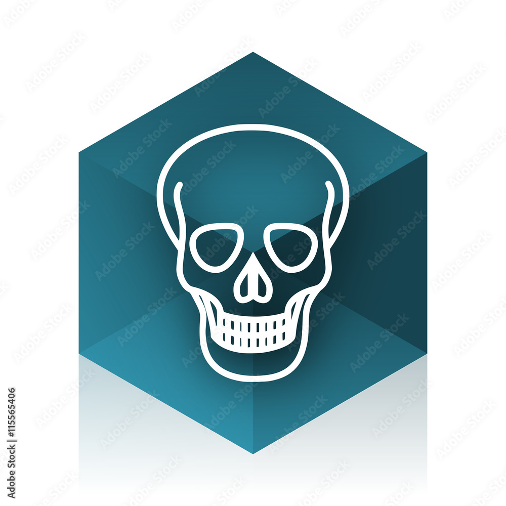 skull blue cube icon, modern design web element skull blue cube icon, modern design web element