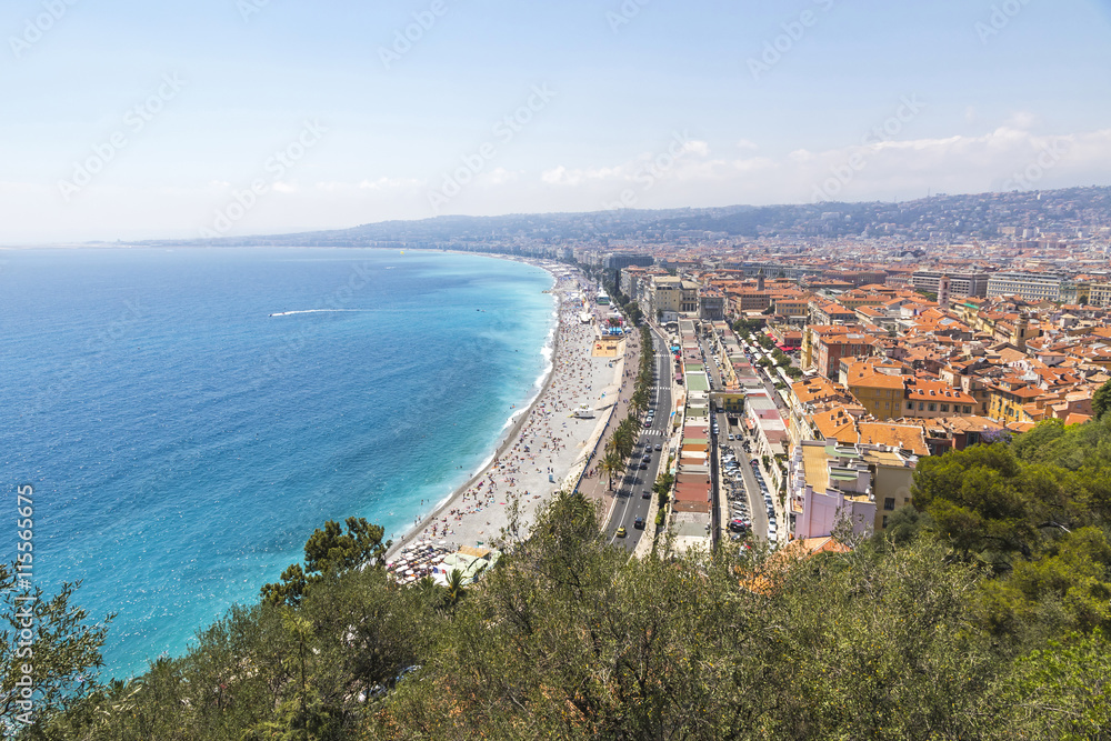 Beautiful view of beach in City of Nice, Cote d'Azure, France