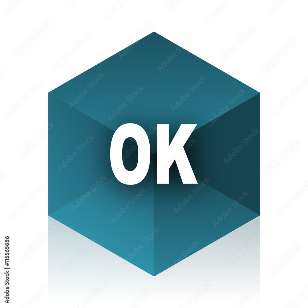 ok blue cube icon, modern design web element ok blue cube icon, modern design web element
