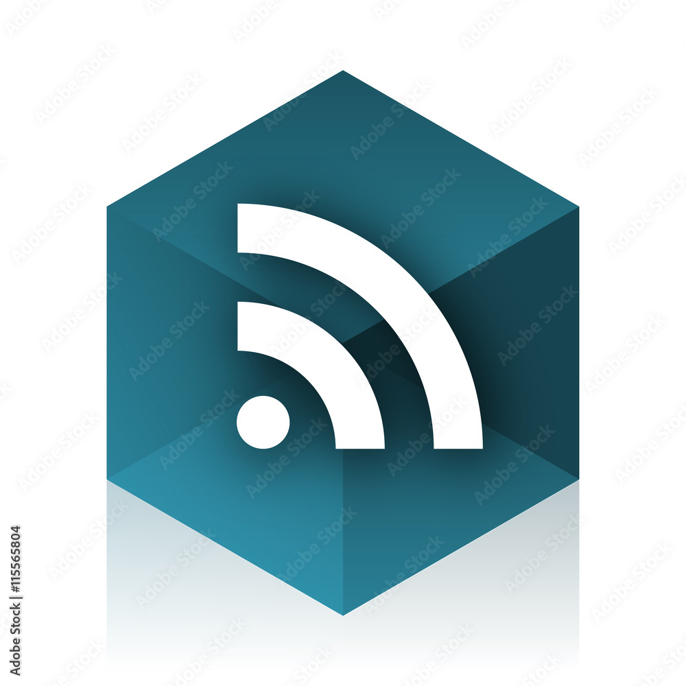 rss blue cube icon, modern design web element rss blue cube icon, modern design web element