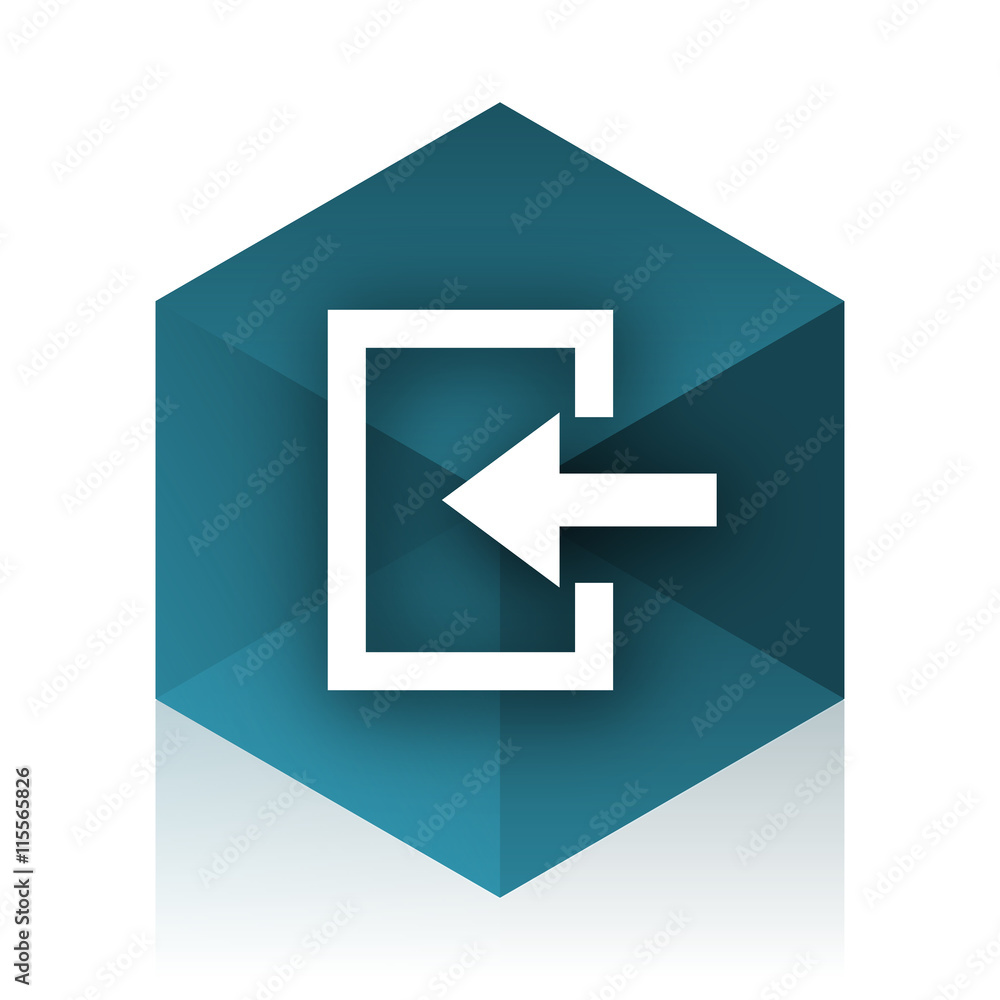 enter blue cube icon, modern design web element