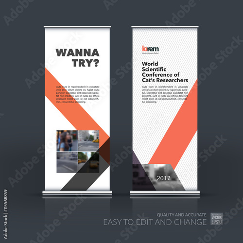 Vector set of modern Roll Up Banner Stand Design with abstract w