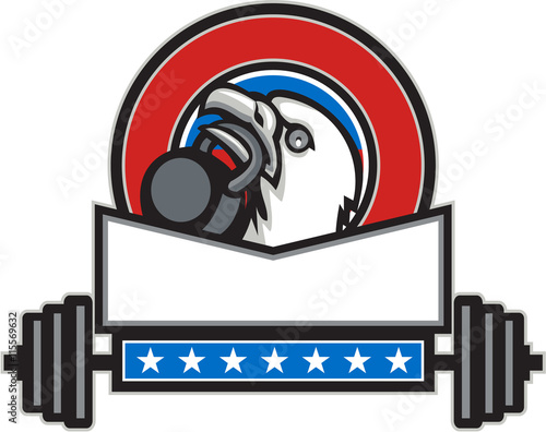 Bald Eagle Lifting Kettleball Barbell Circle Retro