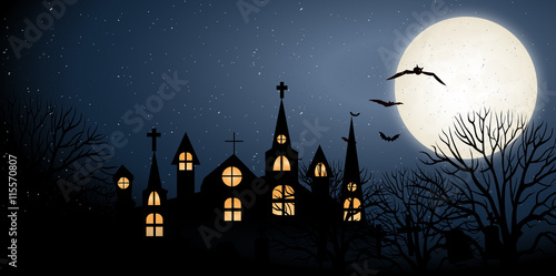 ハロウィン　夜空　秋　背景