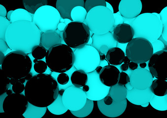 Abstract 3D render glowing spheres.Futuristic background.