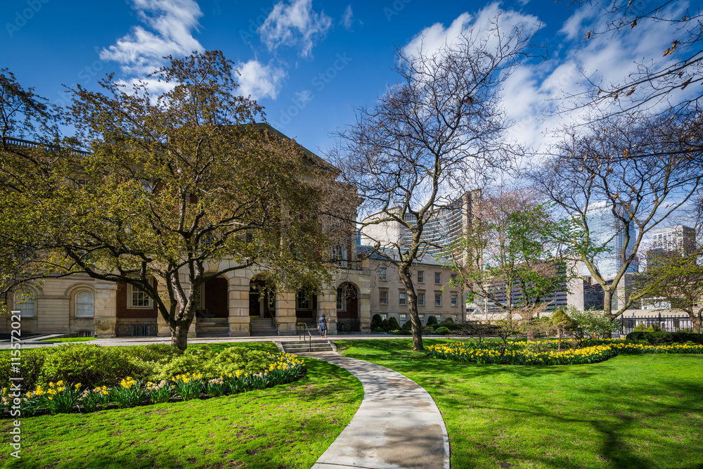 Gardens and Osgoode Hall in downtown Toronto, Ontario.