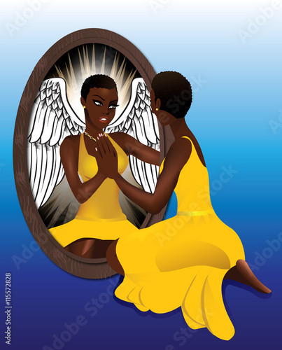 Woman's Reflection Yellow Dress