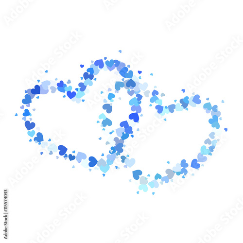 Two blue outline hearts isolated on white