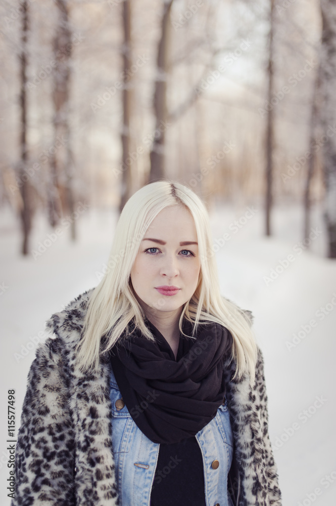 Sweden, Smaland, Teleborg, Portrait of young woman in forest Sweden, Smaland, Teleborg, Portrait of young woman in forest