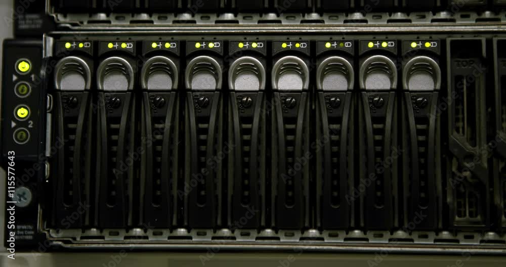 Green lights blinking on servers in high quality 4k format Stock Video