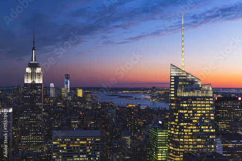 USA, New York State, New York City, Skyscrapers on Manhattan at dusk