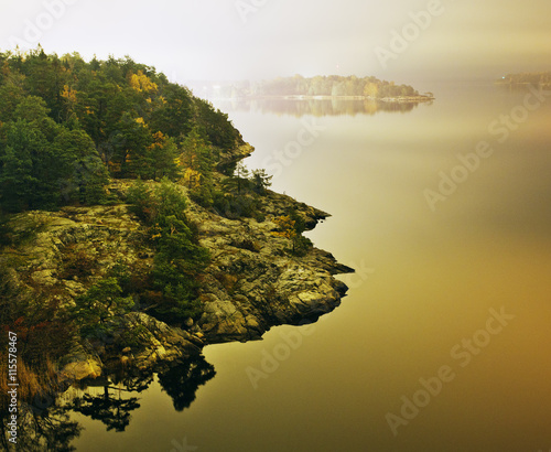 Sweden, Stockholm Archipelago, Sodermanland, Djuro, View of coastline of Baltic Sea photo