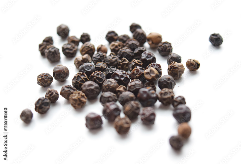 Black peppercorns, macro, isolated Black peppercorns, macro, isolated