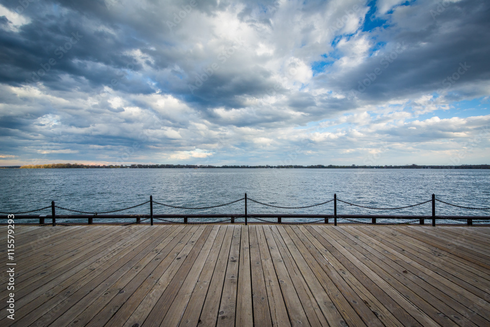 View of Lake Ontario at the Harbourfront in Toronto, Ontario.