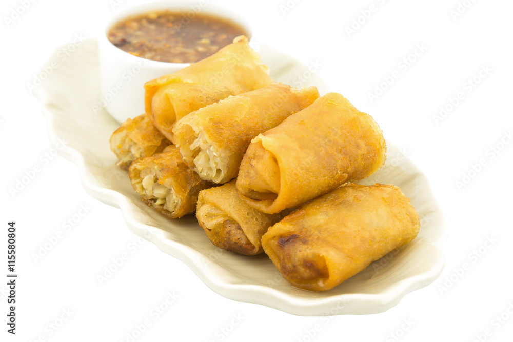 Spring rolls, Homemade egg rolls or Fried Chinese Traditional Sp