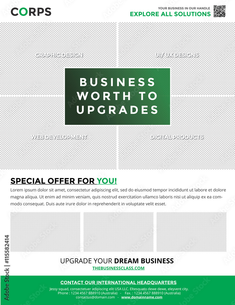 corps v6 green - business flyer template a4/ letter