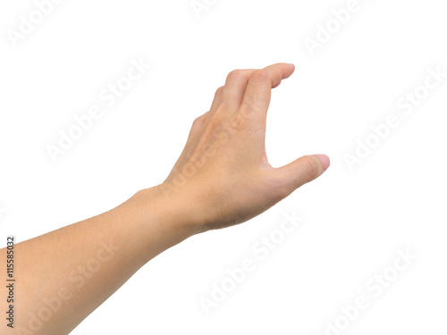 Human hand in picking gesture isolate on white background with clipping path photo