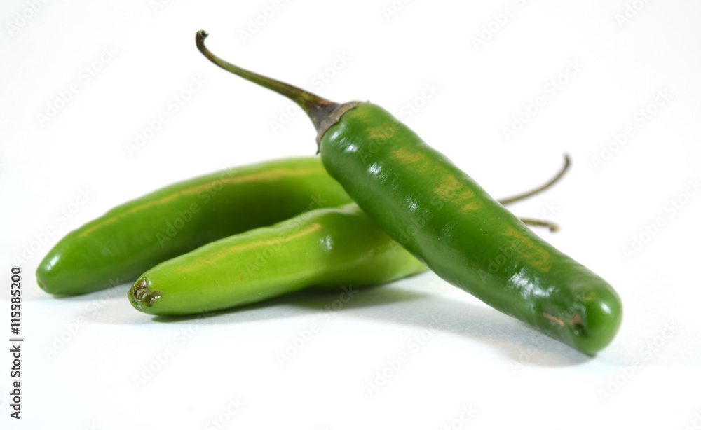 Spicy green serrano pepper (capsicum anuum) - isolated Spicy green serrano pepper (capsicum anuum) - isolated