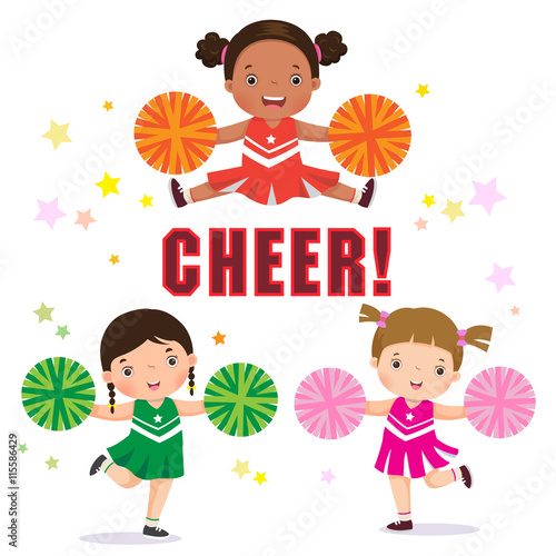 Vector illustration of cheerleader with Pom Poms