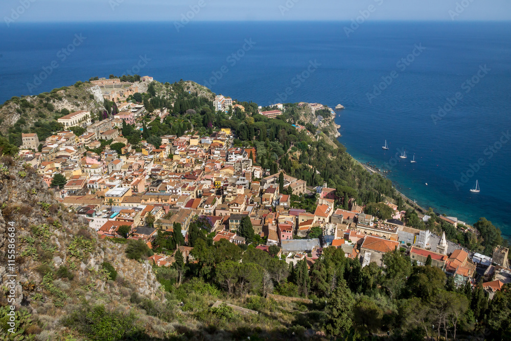High view of Taormina - Sicily, Italy