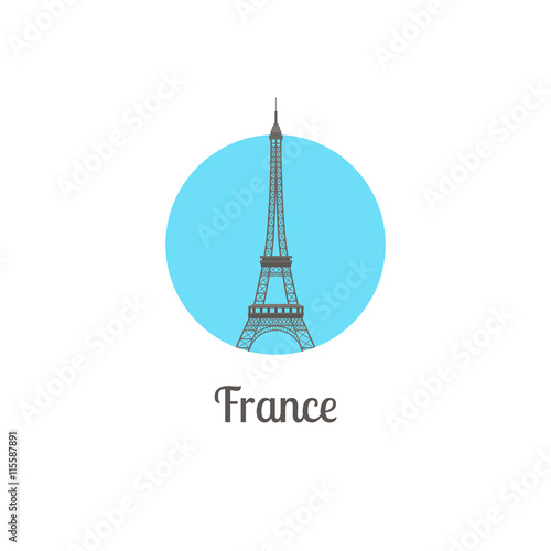 France landmark isolated round icon. Vector illustration