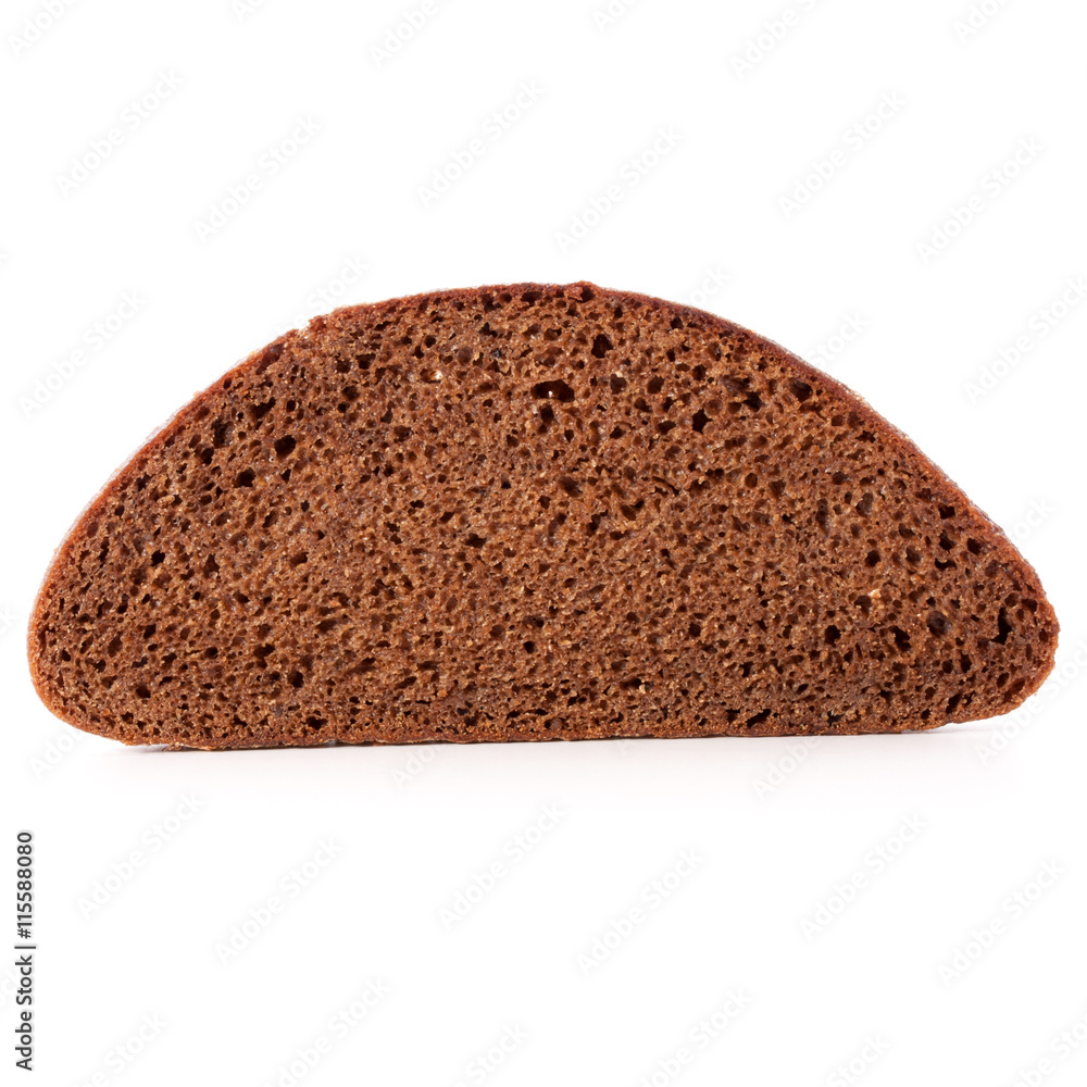 Slice of fresh rye bread isolated on white background cutout Slice of fresh rye bread isolated on white background cutout