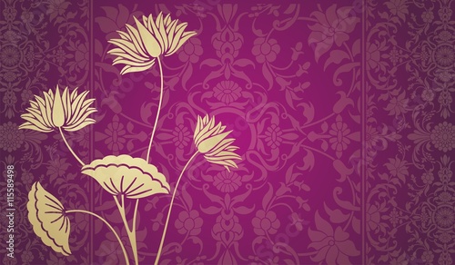 Fototapeta Naklejka Na Ścianę i Meble -  water lily, wedding card design, royal India