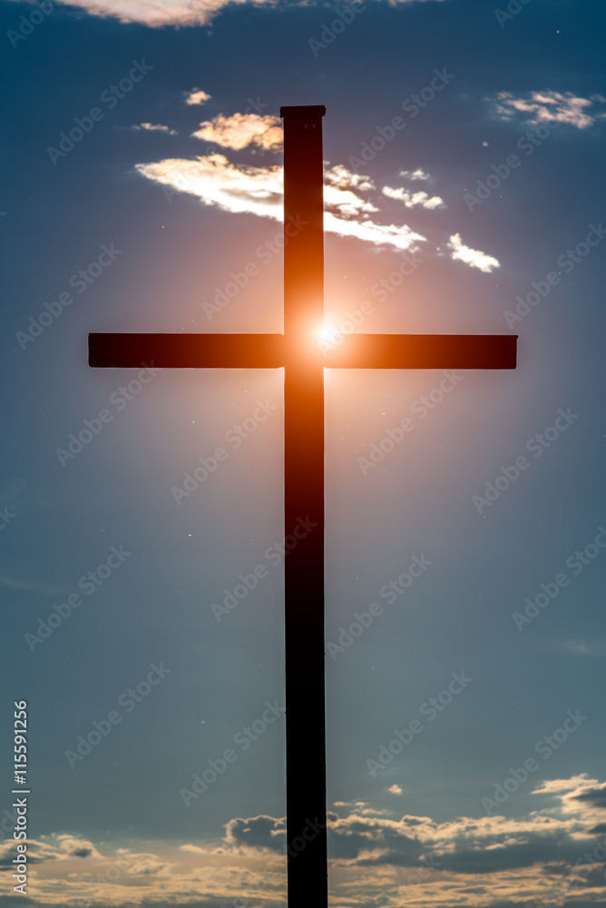 Sunset over the cross