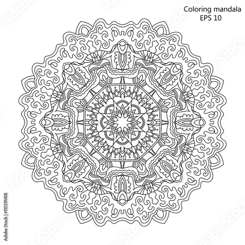 Mandala Coloring page for adult vector Illustration