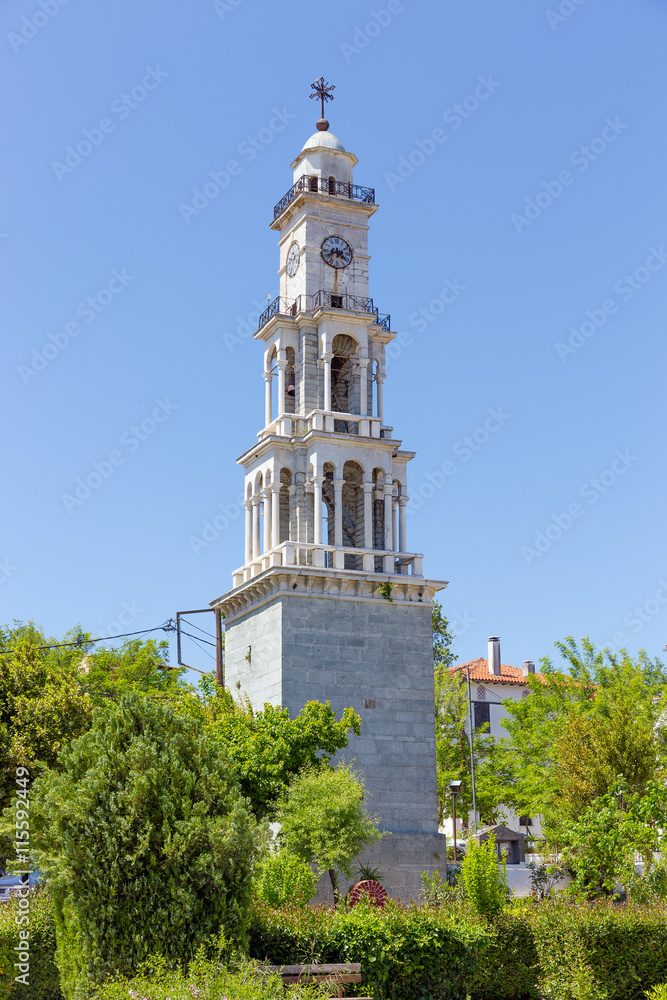 The bell tower of Argalasti village, Pelio, Greece